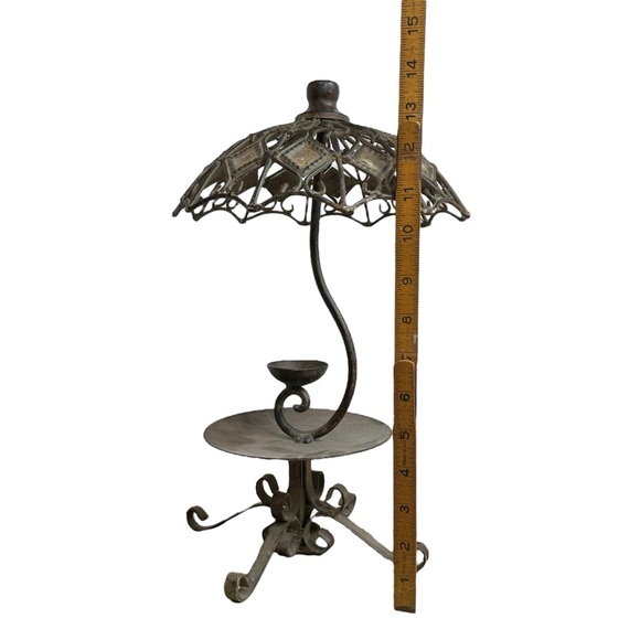 Antique Iron Shabby Victorian Parasol Candle Holder - Picture 7 of 12